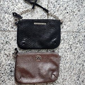 Kathy Van Zeeland Mini Crossbody & Wristlet Set Black and Silver